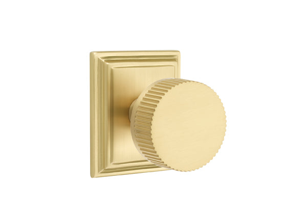 Emtek Select Door Knobs- Conical Straight Knurled Knob - Wilshire Rosette
