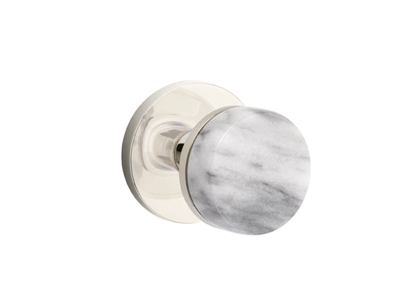 Emtek Select Door Knobs - Conical  White Marble Knob -  Disk Rosette