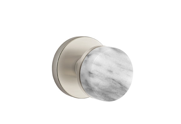 Emtek Select Door Knobs - Conical  White Marble Knob -  Disk Rosette