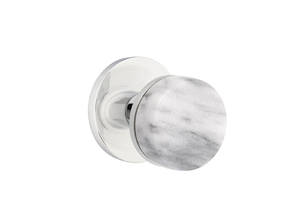 Emtek Select Door Knobs - Conical  White Marble Knob -  Disk Rosette