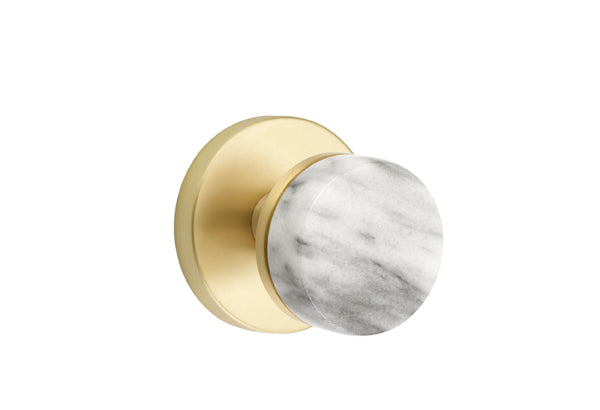 Emtek Select Door Knobs - Conical  White Marble Knob -  Disk Rosette