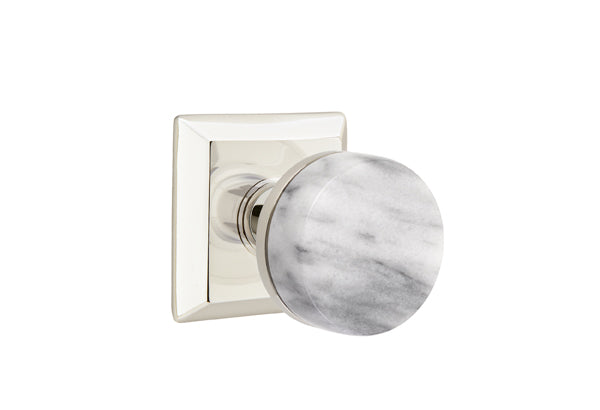 Emtek Select Door Knobs- Conical  White Marble Knob - Quincy Rosette