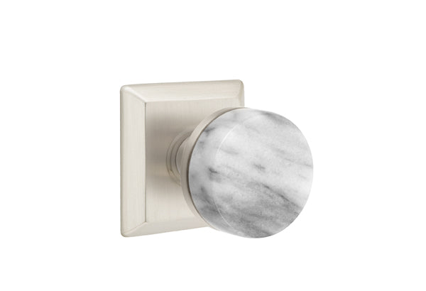 Emtek Select Door Knobs- Conical  White Marble Knob - Quincy Rosette
