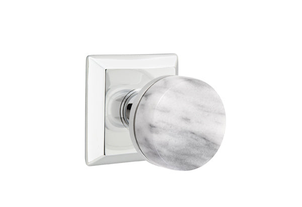 Emtek Select Door Knobs- Conical  White Marble Knob - Quincy Rosette