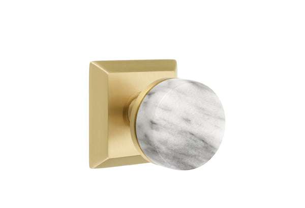 Conical Knurled Dummy Knob Unlacquered Brass - Square Rosette