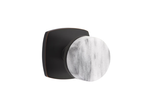 Emtek Select Door Knobs- Conical  White Marble Knob - Urban Modern Rosette