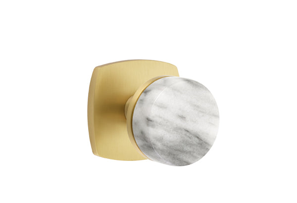 Emtek Select Door Knobs- Conical  White Marble Knob - Urban Modern Rosette
