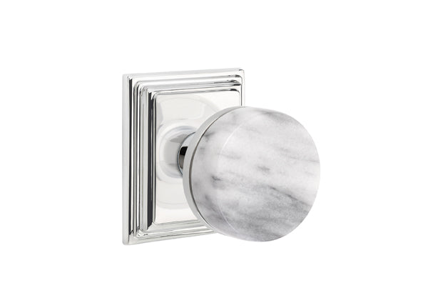 Emtek Select Door Knobs- Conical  White Marble Knob - Wilshire Rosette
