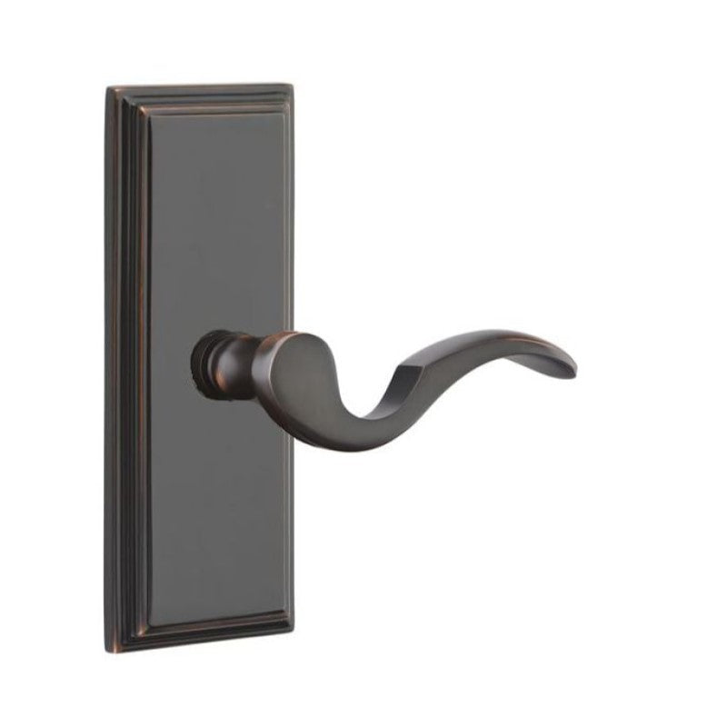 Emtek  Door Handle - Cortina Lever 7" Wilshire Sideplate - Classic Brass