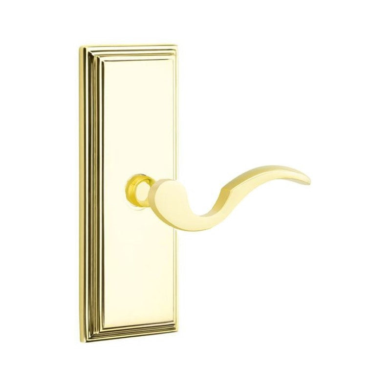 Emtek  Door Handle - Cortina Lever 7" Wilshire Sideplate - Classic Brass