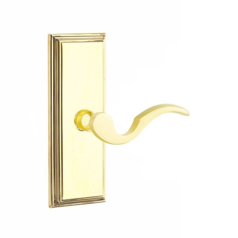 Emtek  Door Handle - Cortina Lever 7" Wilshire Sideplate - Classic Brass