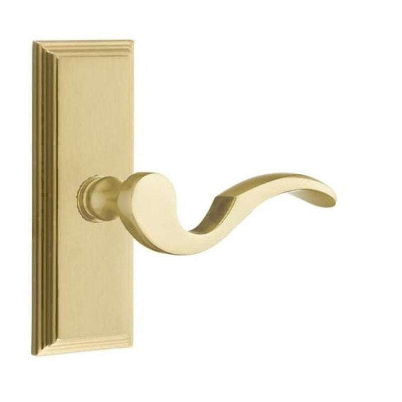Emtek  Door Handle - Cortina Lever 7" Wilshire Sideplate - Classic Brass