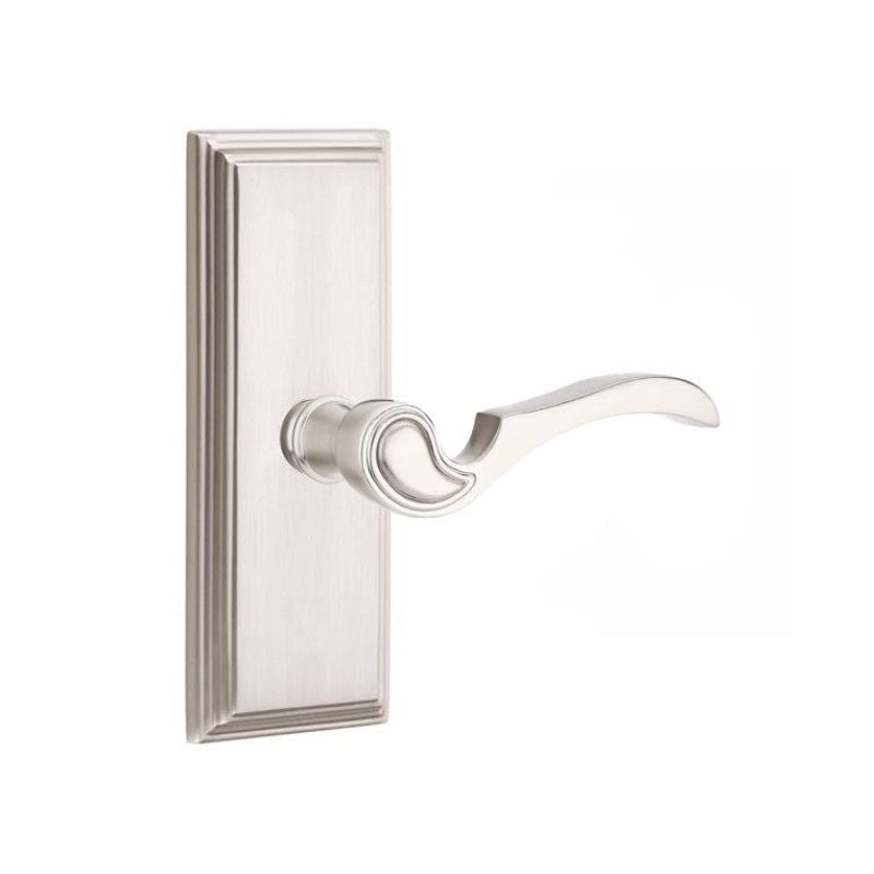 Emtek  Door Handle - Coventry Lever 7" Wilshire Sideplate - Designer  Brass
