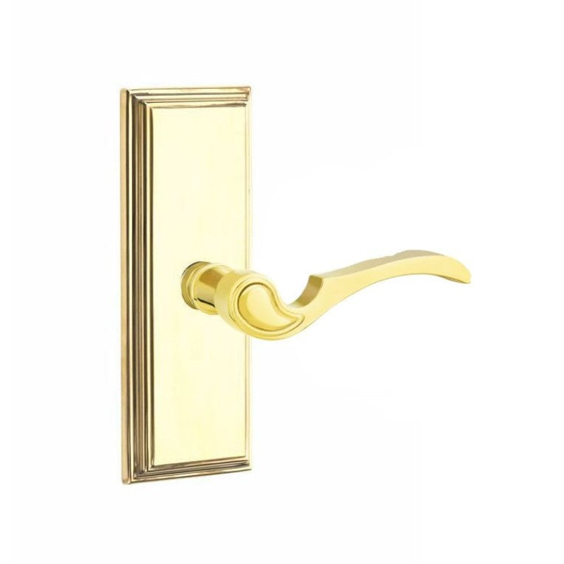 Emtek  Door Handle - Coventry Lever 7" Wilshire Sideplate - Designer  Brass