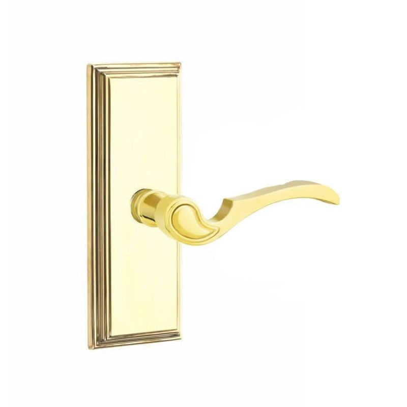 Emtek  Door Handle - Coventry Lever 7" Wilshire Sideplate - Designer  Brass