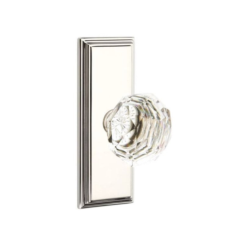 Emtek  Door Handle - Diamond Knob 7" Wilshire Sideplate - Glass