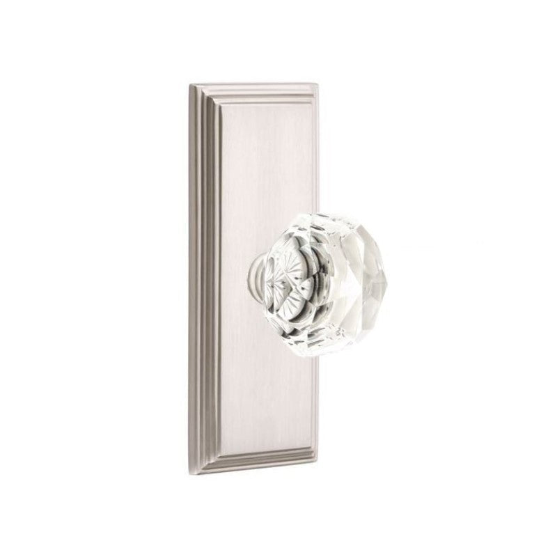 Emtek  Door Handle - Diamond Knob 7" Wilshire Sideplate - Glass