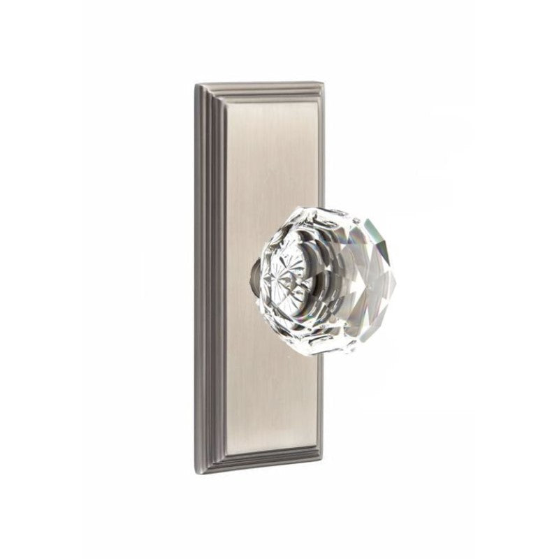 Emtek  Door Handle - Diamond Knob 7" Wilshire Sideplate - Glass