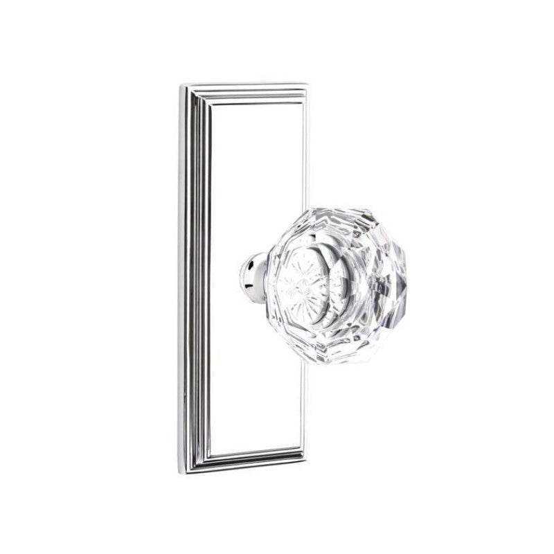 Emtek  Door Handle - Diamond Knob 7" Wilshire Sideplate - Glass