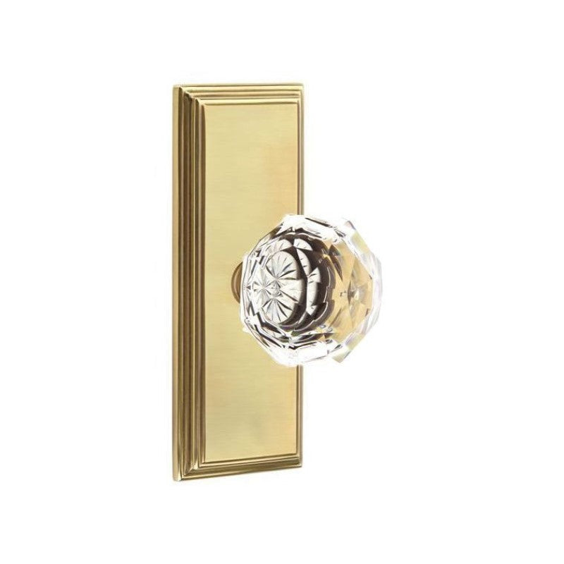 Emtek  Door Handle - Diamond Knob 7" Wilshire Sideplate - Glass