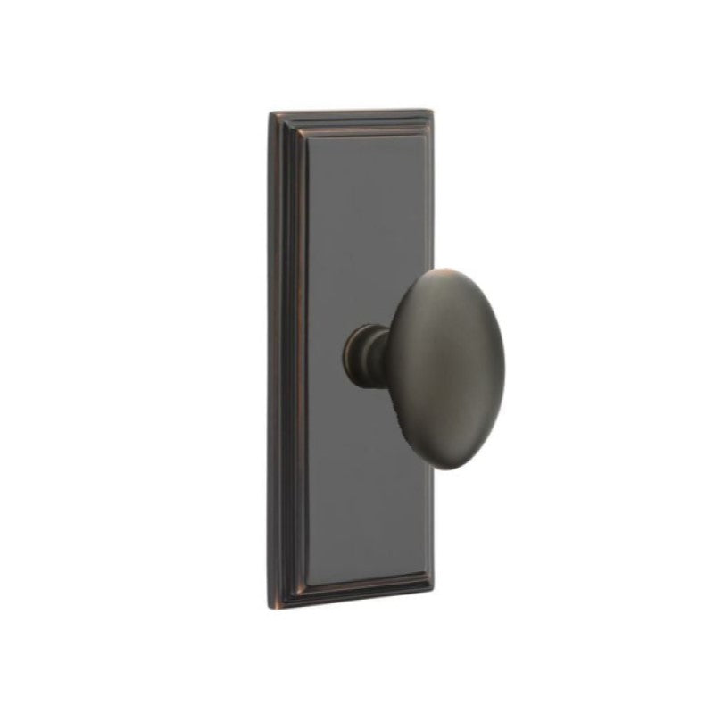 Emtek  Door Handle - Egg Knob 7" Wilshire Sideplate - Classic Brass