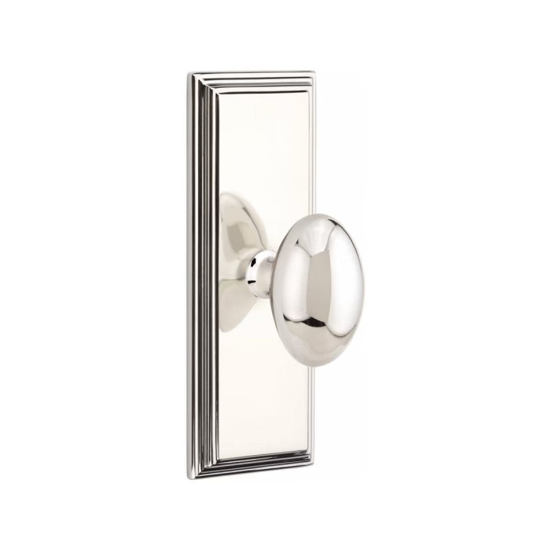 Emtek  Door Handle - Egg Knob 7" Wilshire Sideplate - Classic Brass