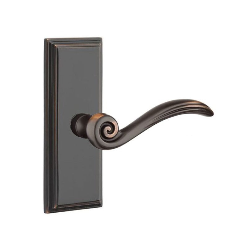 Emtek  Door Handle - Elan Lever 7" Wilshire Sideplate - Designer  Brass