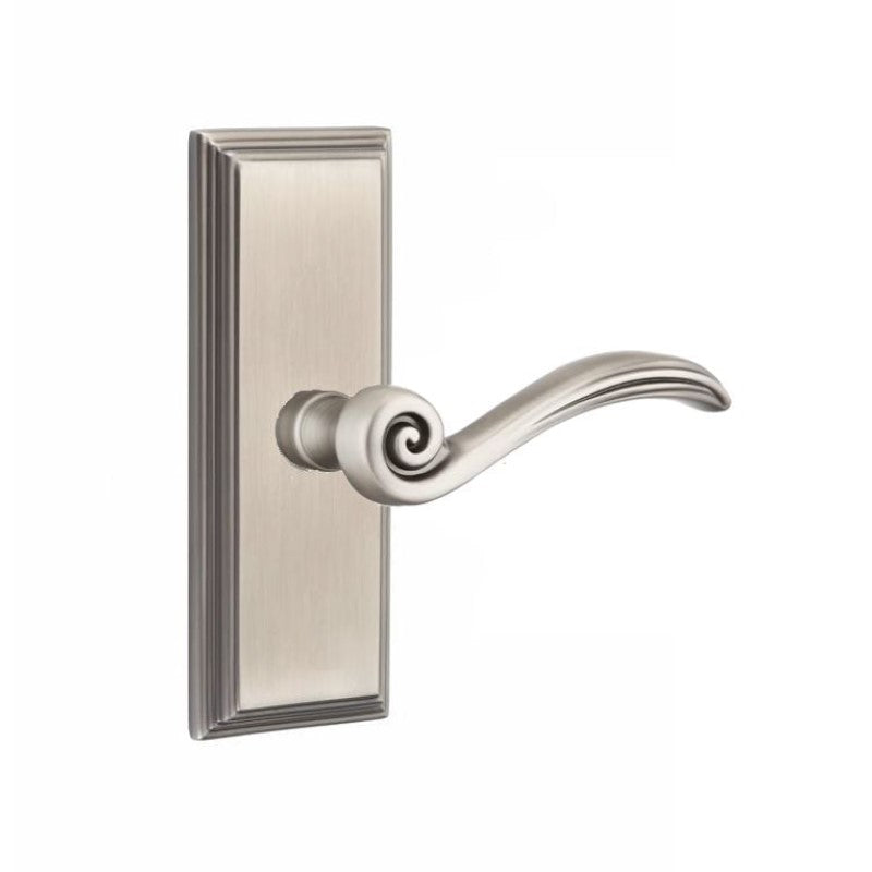 Emtek  Door Handle - Elan Lever 7" Wilshire Sideplate - Designer  Brass