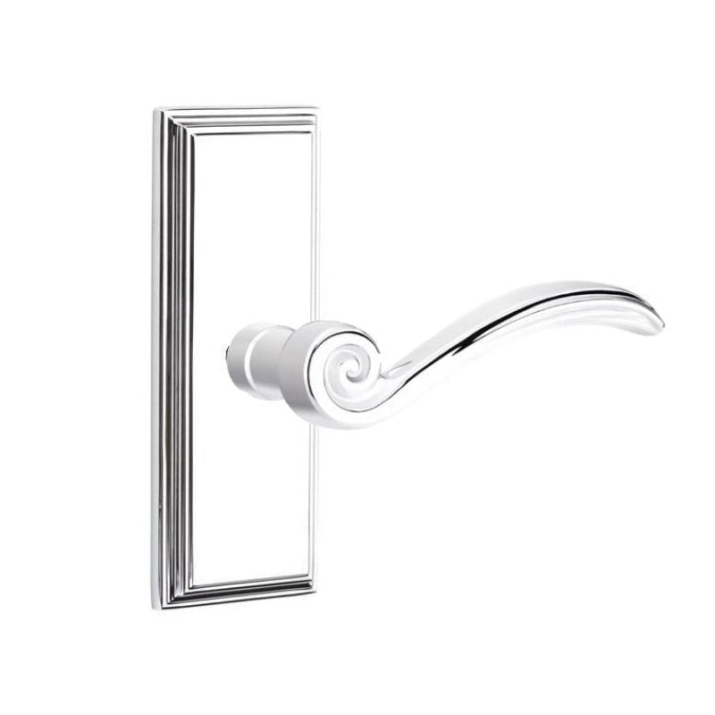 Emtek  Door Handle - Elan Lever 7" Wilshire Sideplate - Designer  Brass