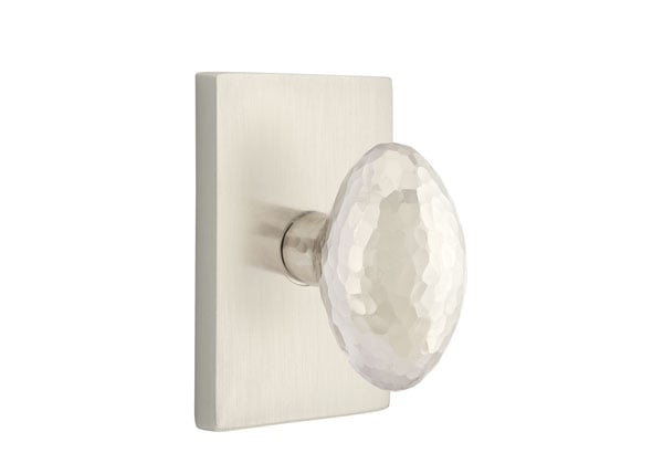 Emtek Hammered Egg Knob with Modern Rectangular Rosette