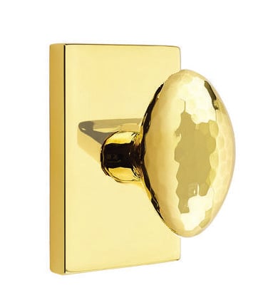 Emtek Hammered Egg Knob with Modern Rectangular Rosette