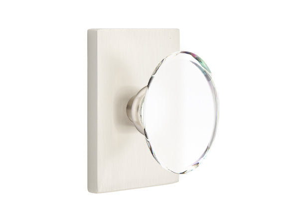 Emtek Modern Glass Knobsets - Hampton Glass Knob - Modern Rectangular Rosette