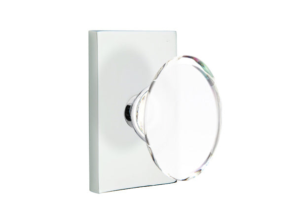 Emtek Modern Glass Knobsets - Hampton Glass Knob - Modern Rectangular Rosette