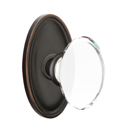 Emtek Glass Knobsets - Hampton Glass Knob - Oval Rosette