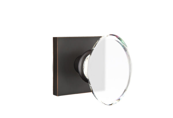 Emtek Modern Glass Knobsets - Hampton Glass Knob - Square Rosette