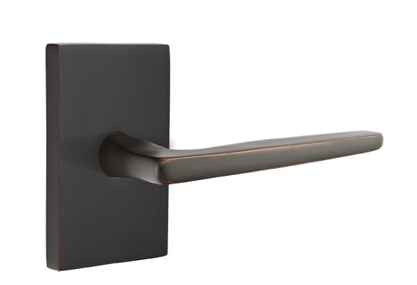 Emtek Hermes Lever with Modern Rectangular Rosette