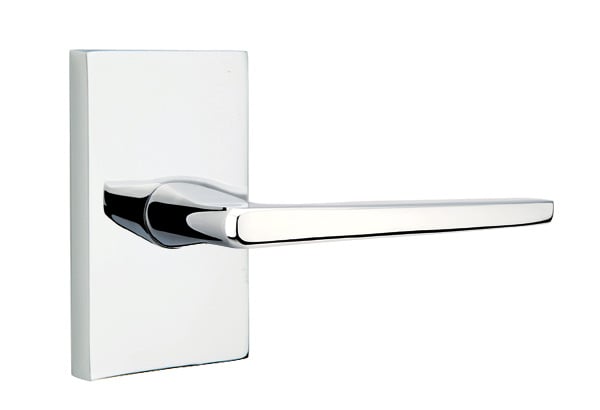 Emtek Hermes Lever with Modern Rectangular Rosette