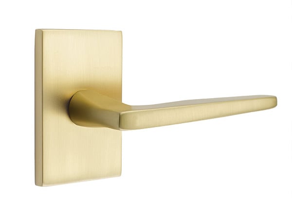Emtek Hermes Lever with Modern Rectangular Rosette