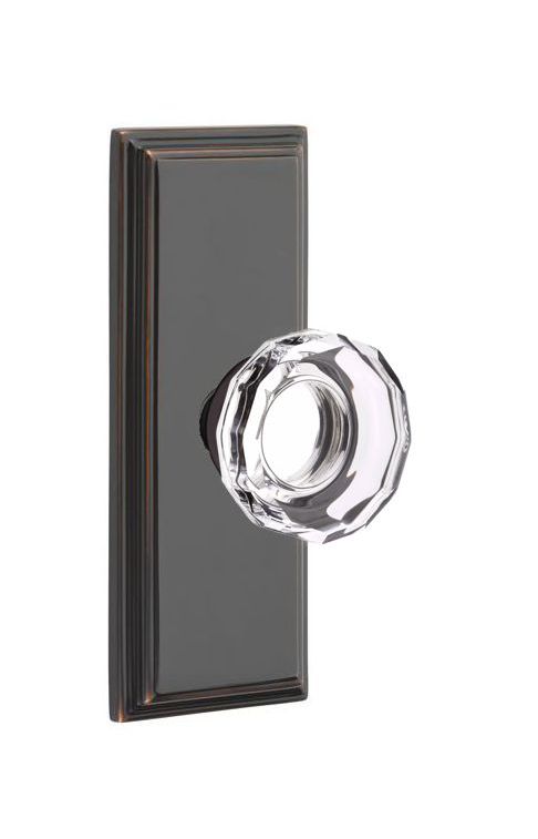 Emtek Door Handle - Lowell Glass Knob, 7" Wilshire Sideplate