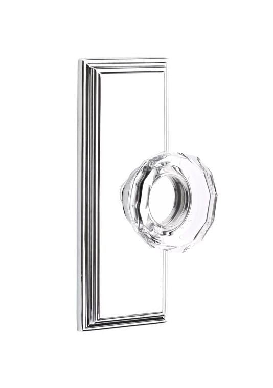 Emtek Door Handle - Lowell Glass Knob, 7" Wilshire Sideplate