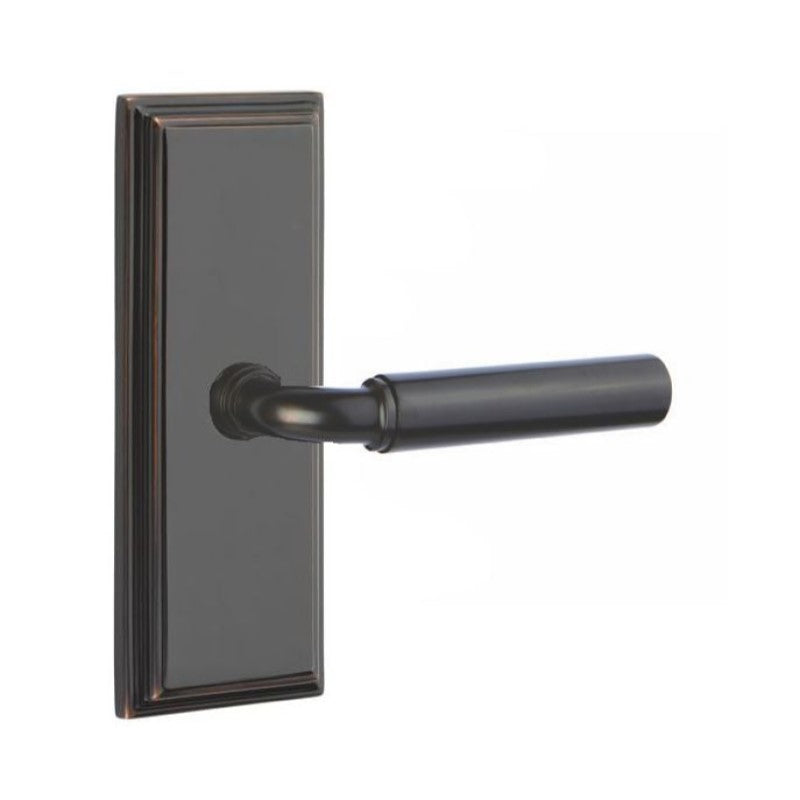 Emtek  Door Handle - Manning Lever 7" Wilshire Sideplate - Classic Brass