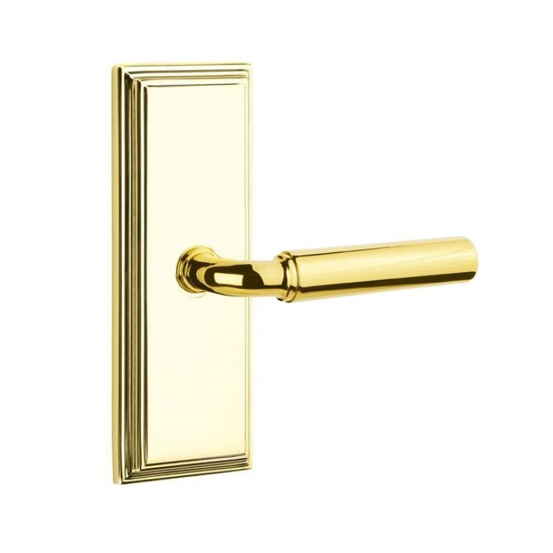 Emtek  Door Handle - Manning Lever 7" Wilshire Sideplate - Classic Brass