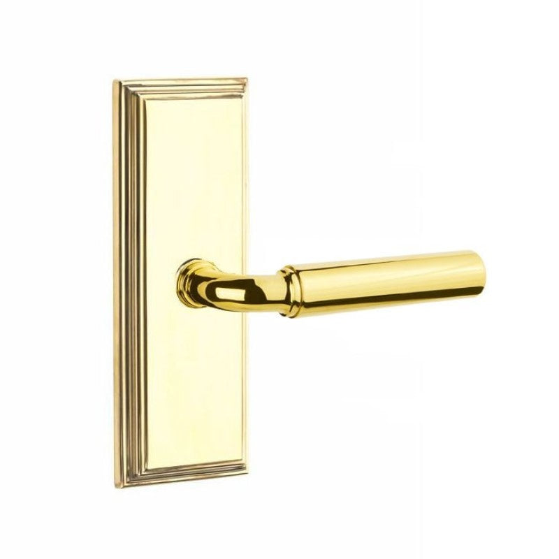 Emtek  Door Handle - Manning Lever 7" Wilshire Sideplate - Classic Brass