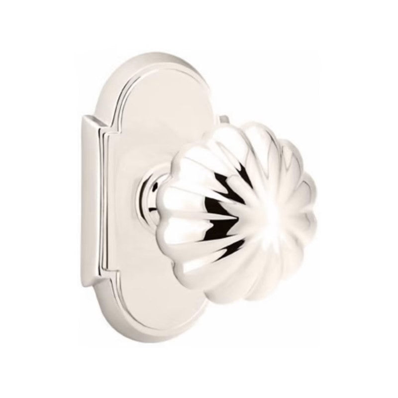 Emtek Door Handle - Melon Knob #8 Rosette - Classic Brass
