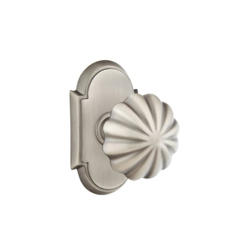 Emtek Door Handle - Melon Knob #8 Rosette - Classic Brass