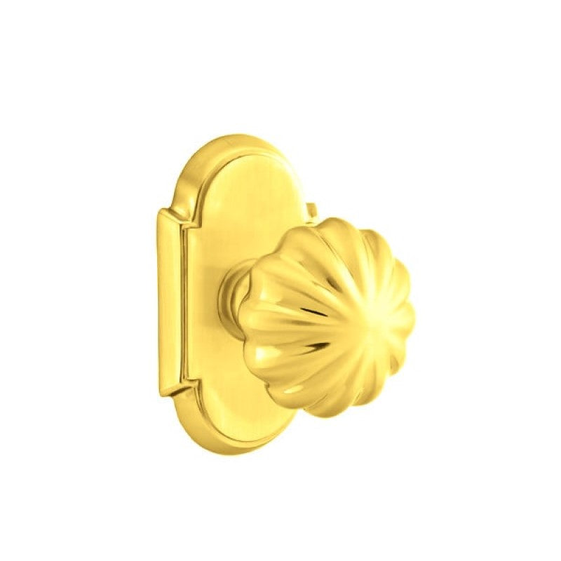Emtek Door Handle - Melon Knob #8 Rosette - Classic Brass