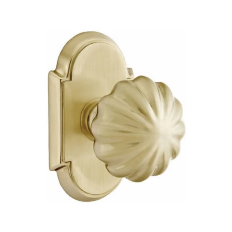 Emtek Door Handle - Melon Knob #8 Rosette - Classic Brass