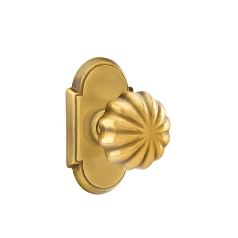 Emtek Door Handle - Melon Knob #8 Rosette - Classic Brass