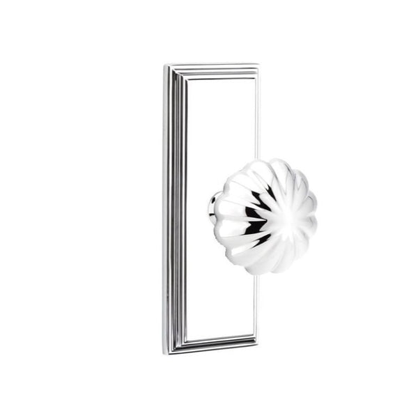 Emtek  Door Handle - Melon Knob 7" Wilshire Sideplate - Classic Brass
