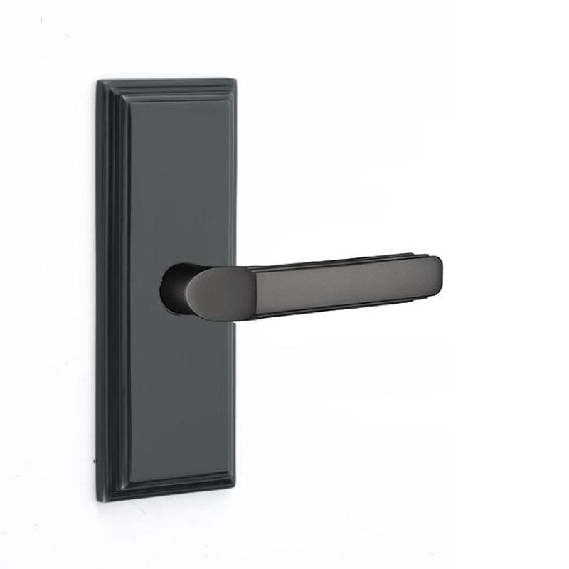 Emtek  Door Handle - Milano Lever 7" Wilshire Sideplate - Classic Brass